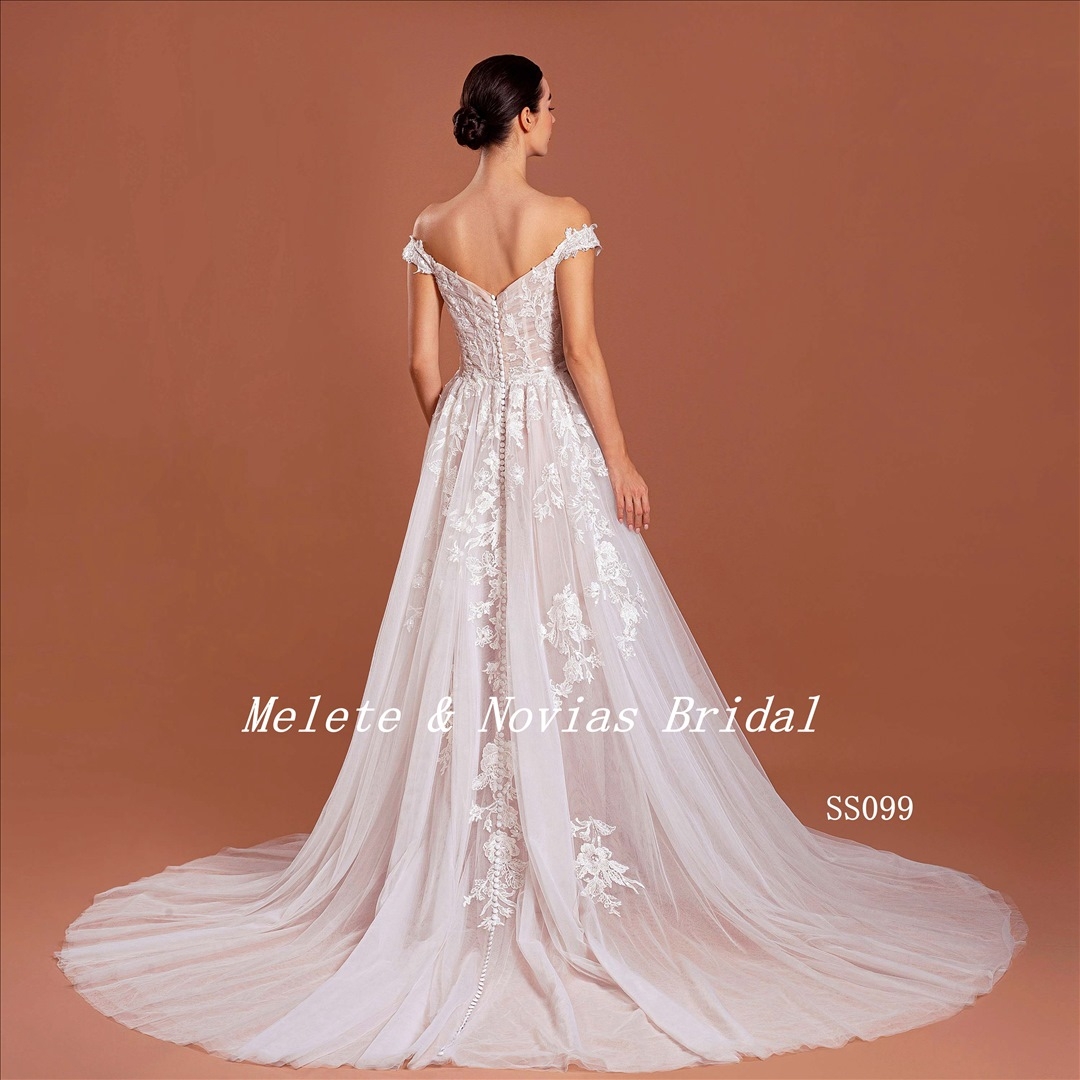 2024 New Off-Shoulder Wedding Dress Elegant Lace Bridal Gown