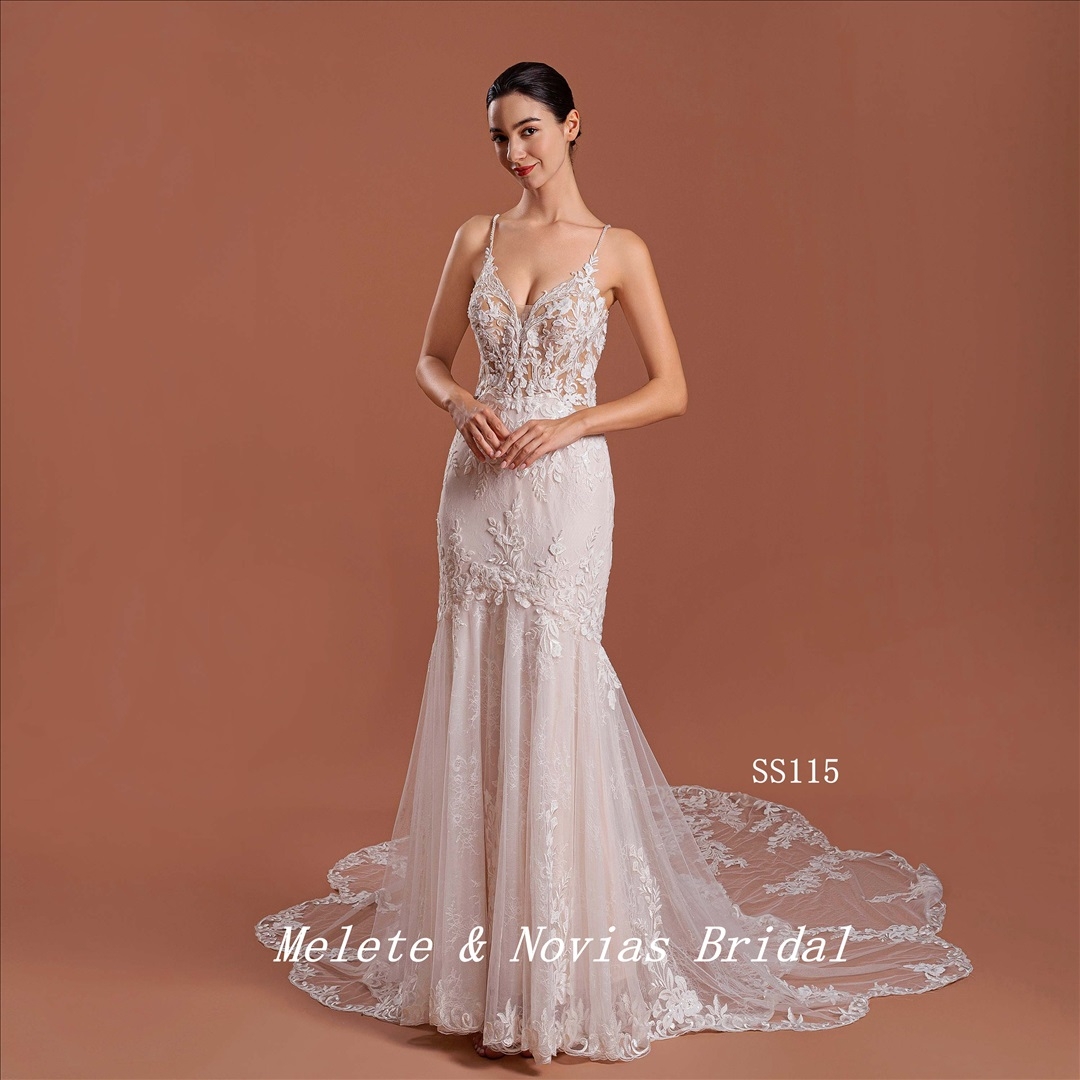 2024 Mermaid Wedding Dress V Neck Lace Elegant Bridal Gowns