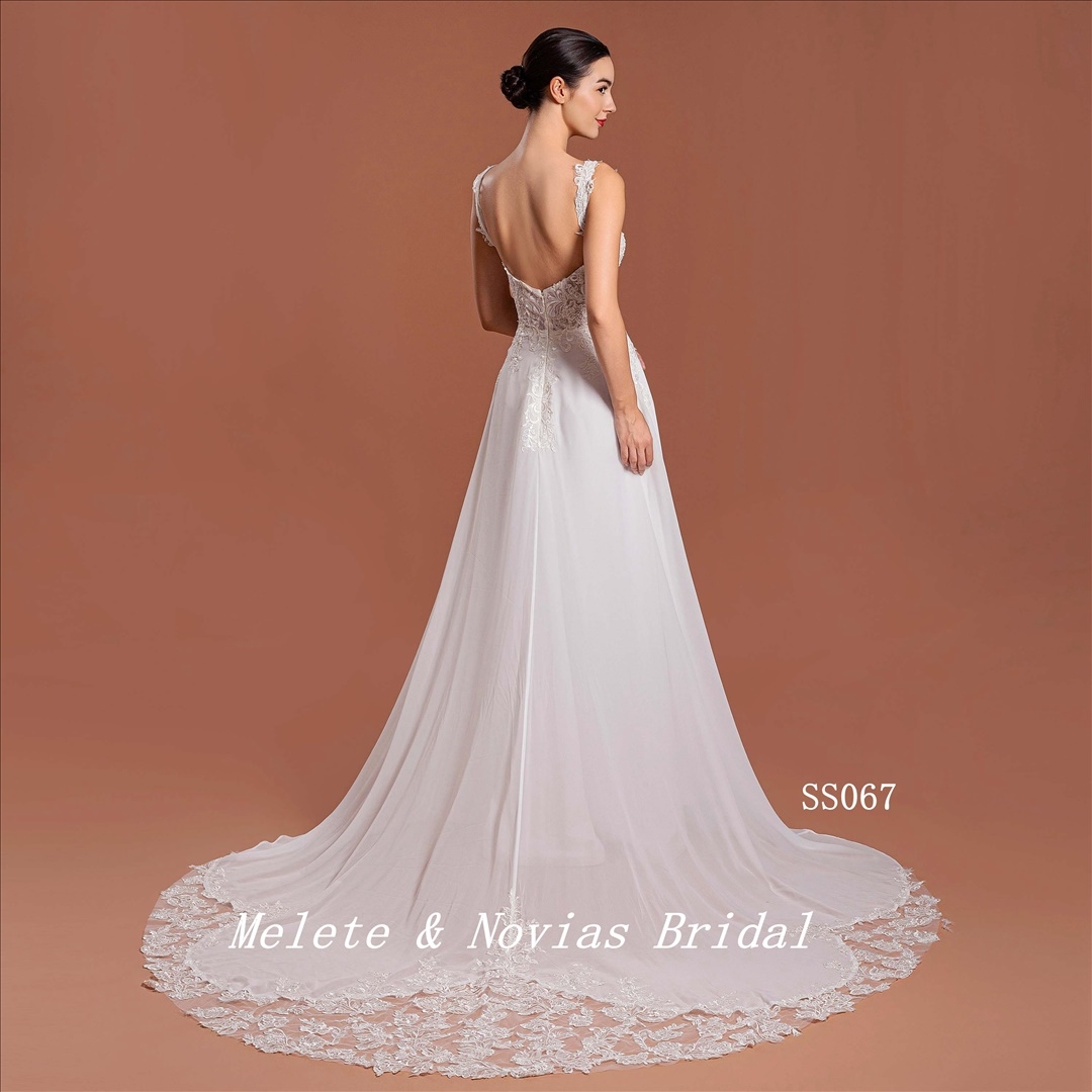 2024 New Simple Wedding Dress Ivory Square Neckline Bridal Gown