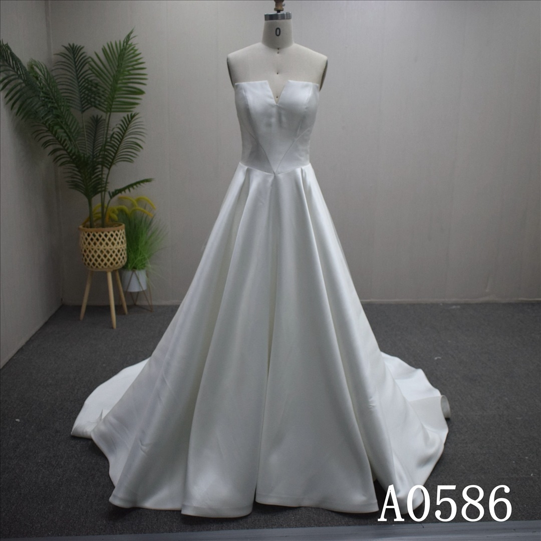 Classic Wedding Dress Simple Satin Bridal Gown