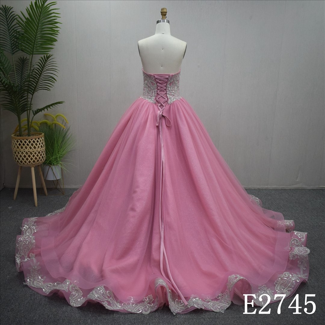 Luxury Ball Gown Sweet Heart Neckline Pink Evening Dress