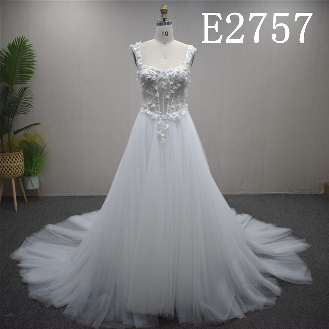 New Design Wedding Dress Elegant A-line Lace Bridal Gown