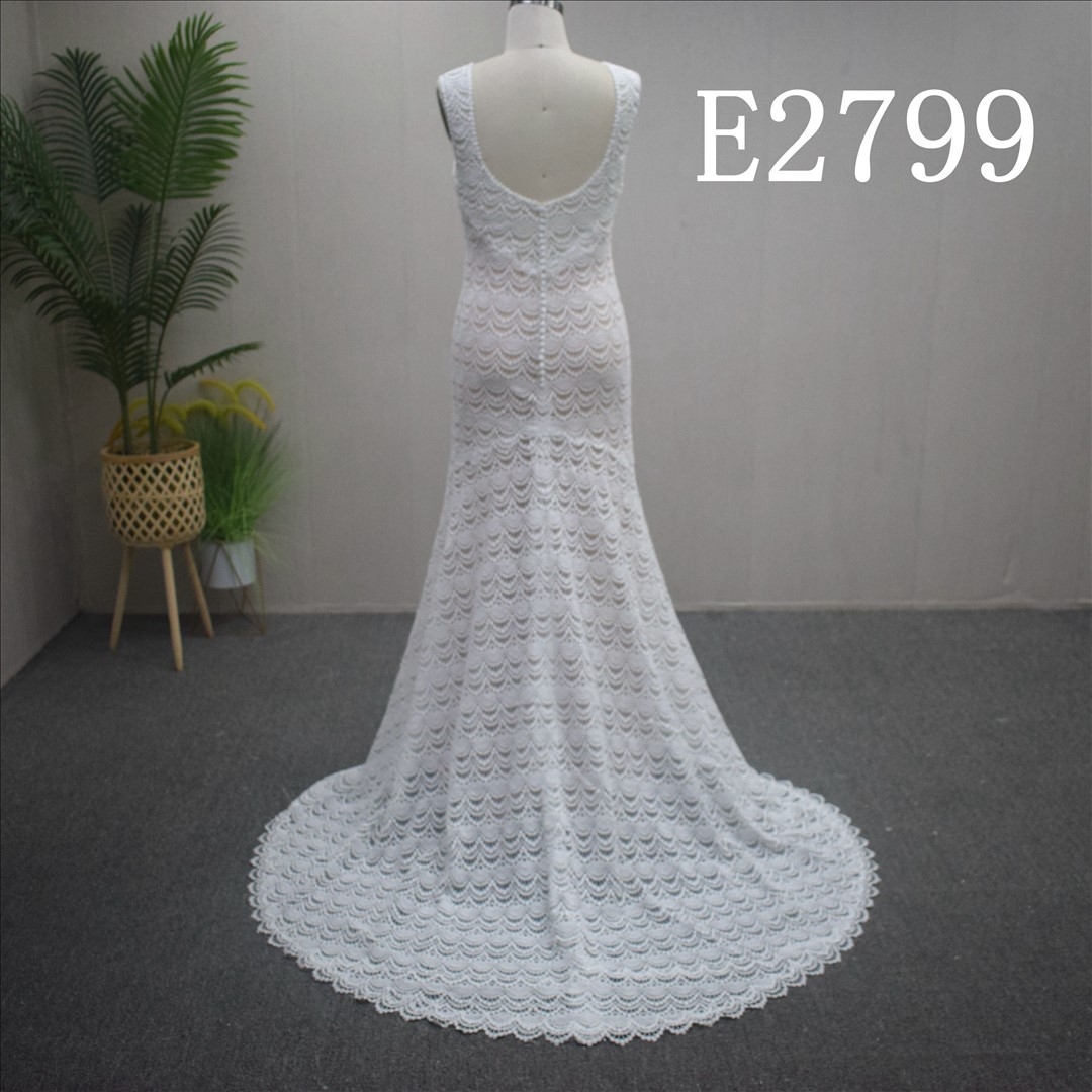 Mermaid Wedding Dress Square Neckline Elegant Bridal Gown