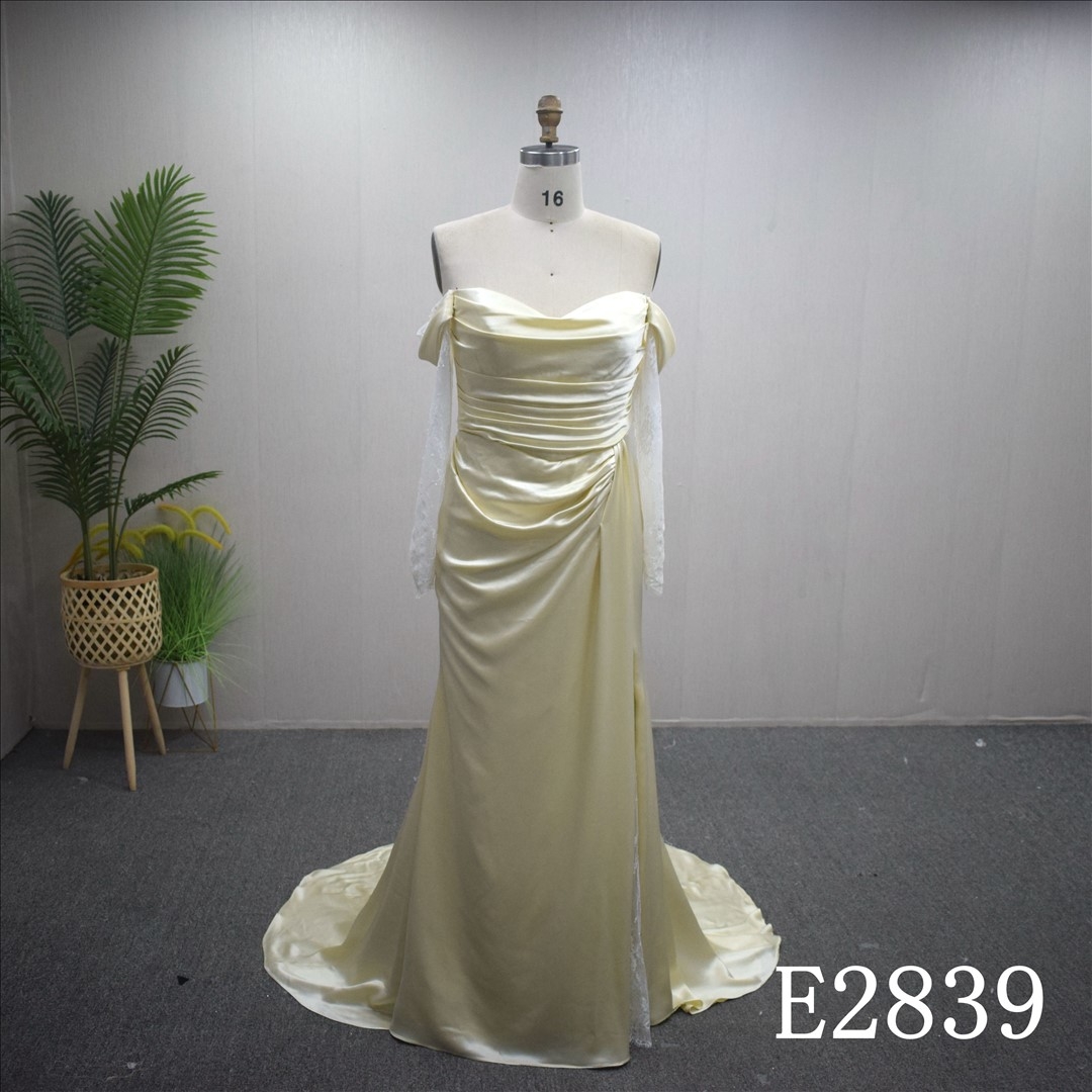 Mermaid Wedding Dress Gold Color Elegant Bridal Gown