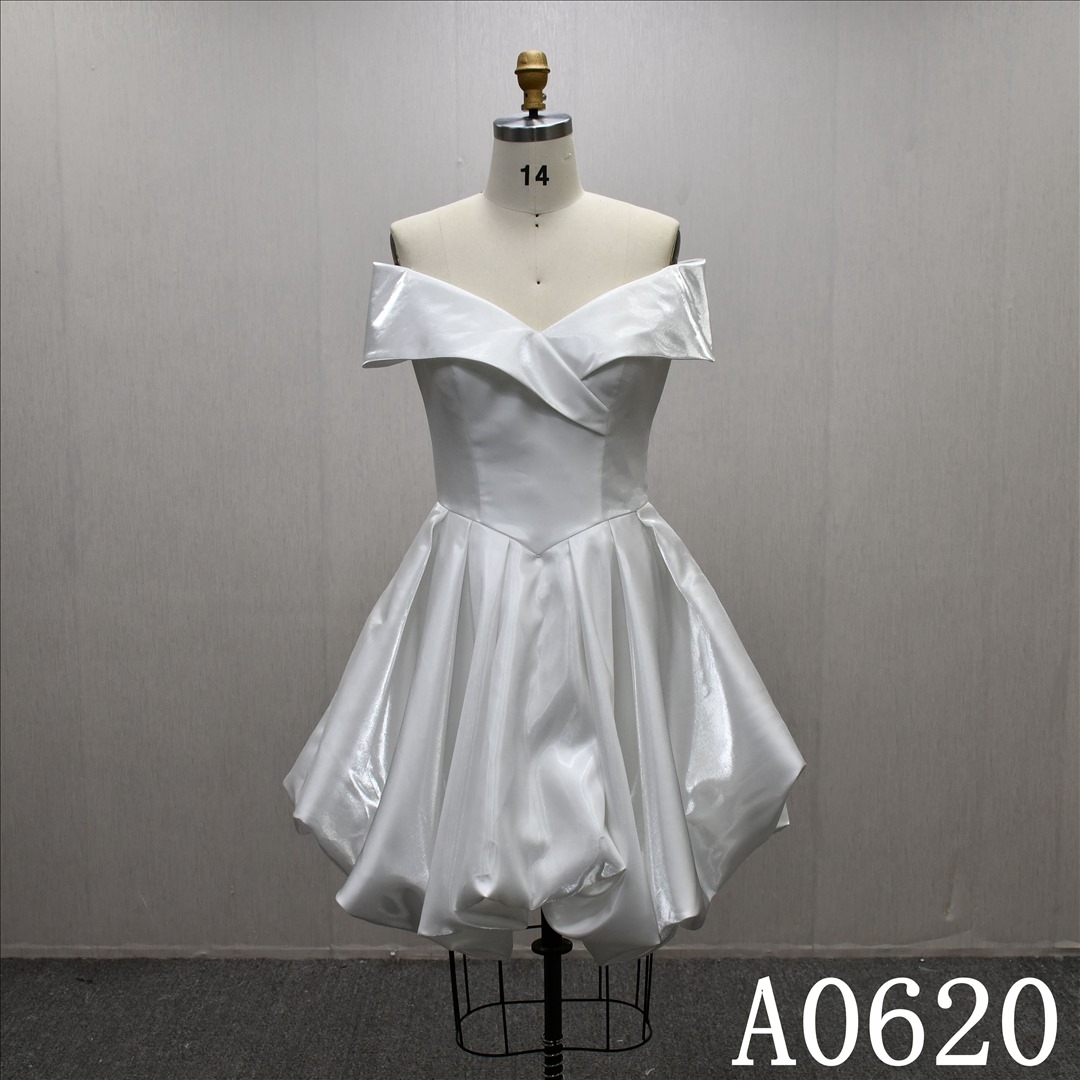 Summer  V-neck Short Dress Off-shoulder High-end Elegant Casual Bridal Dress