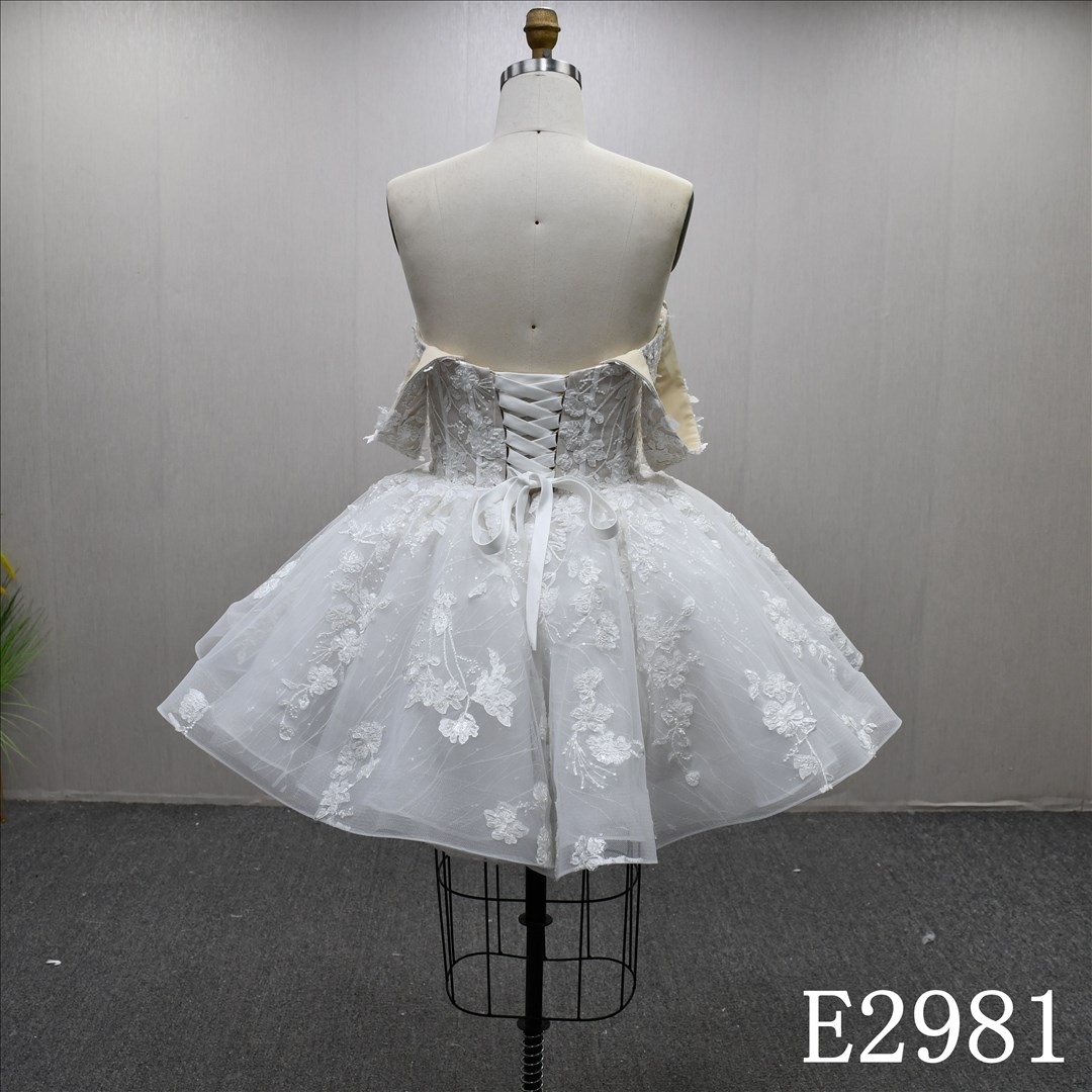 Elegant Applique Short Skirt Bone Sequins Cute Princess Style Prom Bridal Gowns