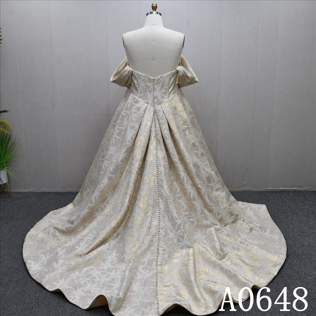 Detachable Strapless Sleeve Rose Gold Bridal Gowns A-Line Elegant Dresses