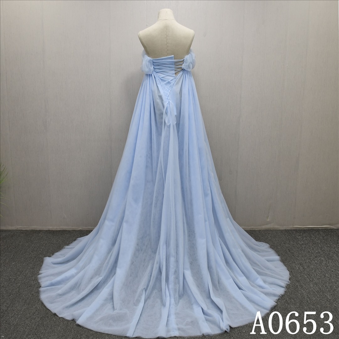 Simple Detachable Long Sleeve Light Blue A-Line  Elegant Maternity Dresses