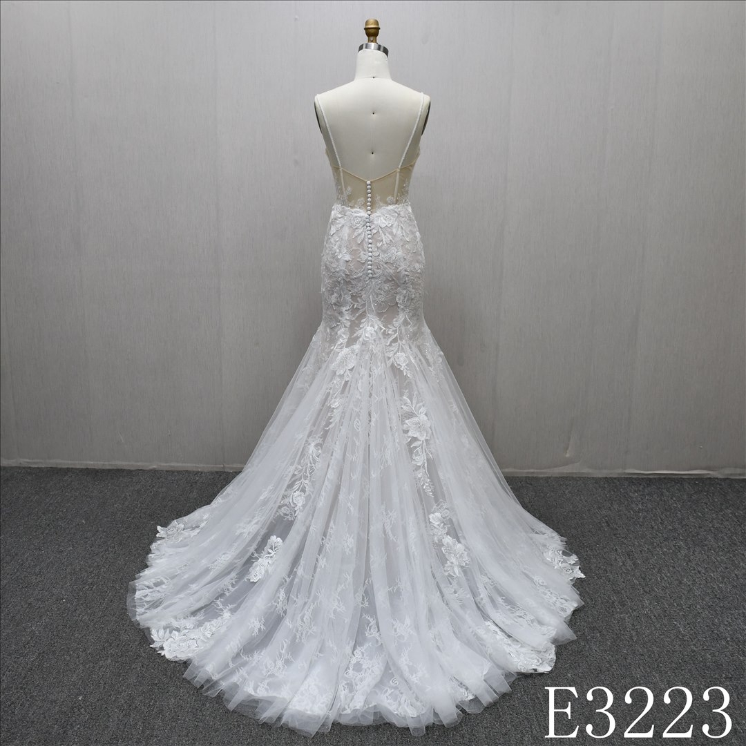 Elegant Strapless Applique Lace Mermaid Wedding Dresses Luxury Bridal Gowns