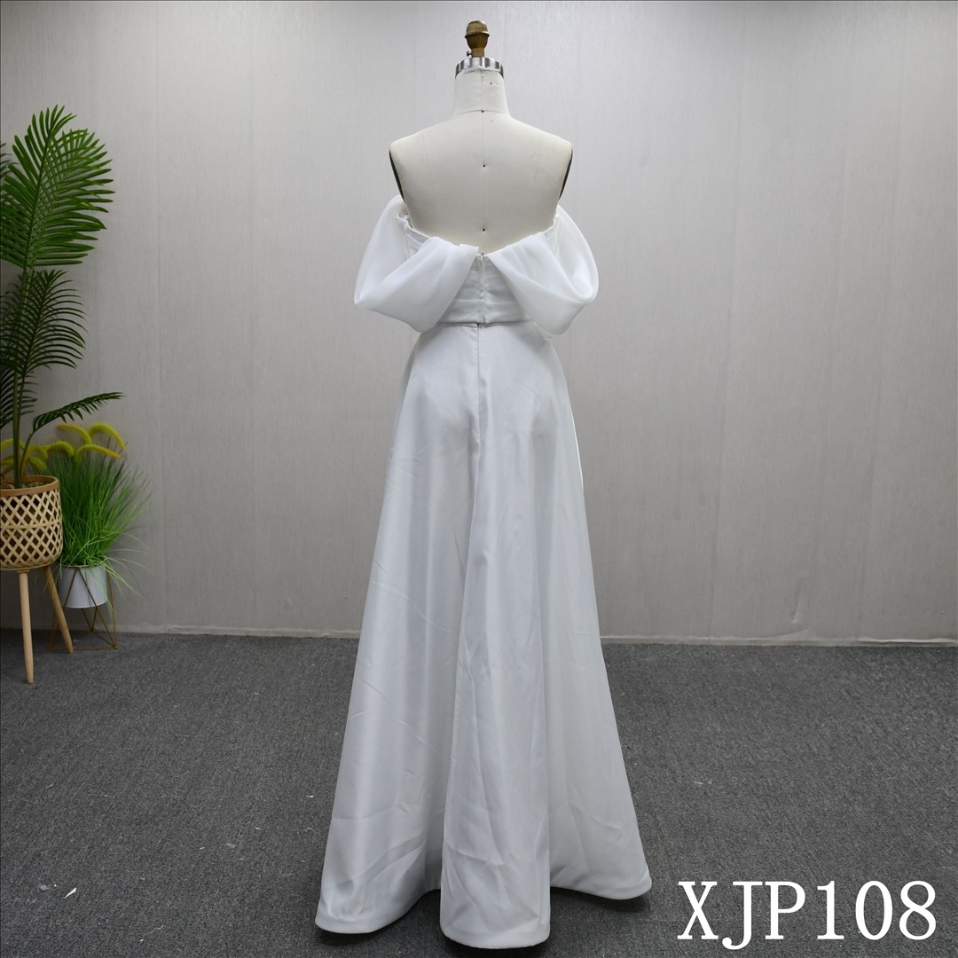 Simple Plain Organza Sheath Bridal Dress Pleated Elegant Gentle Wedding Dresses