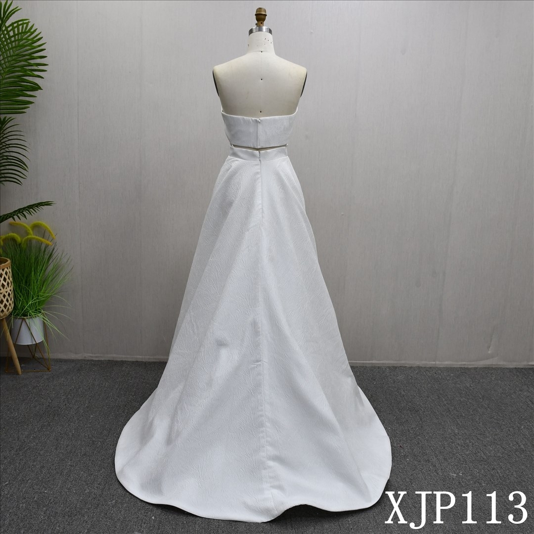 Latest Design Wrap Strapless Elegant Bridal Gowns A-Line Prom Wedding Dresses