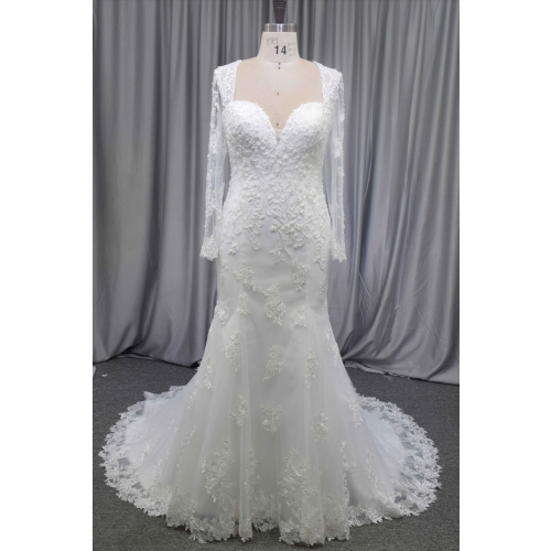 Sweetheart neckline long sleeves bridal dress wholesale price bridal gown