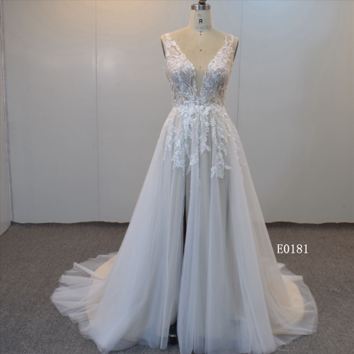 Backless Wedding Gown A-Line And Sleeveless Bridal Dress From China