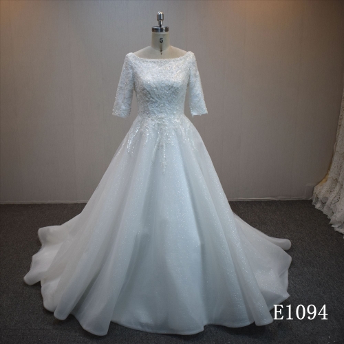 Lastest design A-line bridal dress guangzhou factory made elegant bridal dress