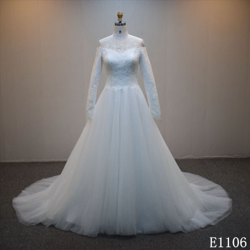 Lastest design  A-line bridal dress guangzhou factory made elegant bridal dress