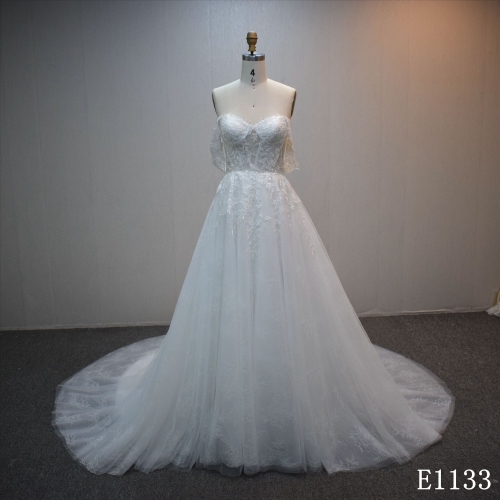 Lastest design  A-line bridal dress guangzhou factory made elegant bridal dress