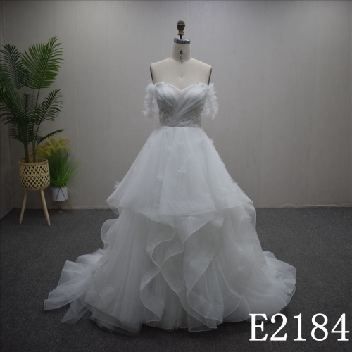 Summer Princess Sweetheart A-line with Lace flower Hand Made Bridal Dress