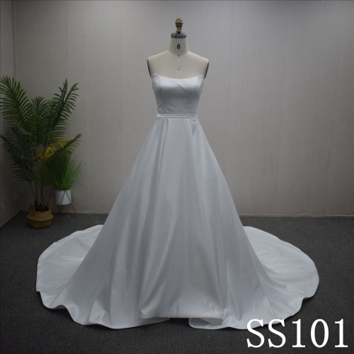 Summer Princess Straight A-line with sweep train Hand Made Bridal Dress