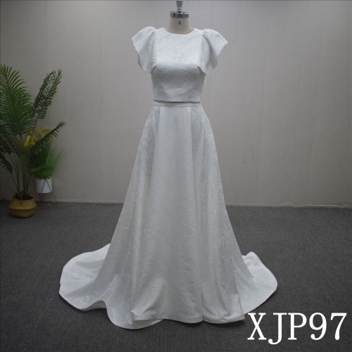 High Quality Elegant and simple Short sleeves  Wedding Dress