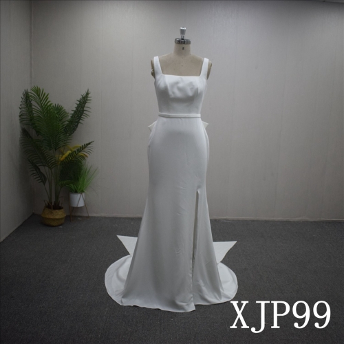 Sexy Backless Square style hand made wedding Dress