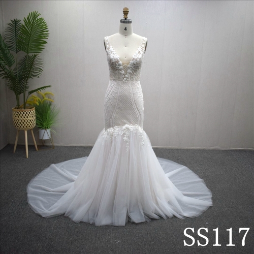 2024 Deep V Neck Wedding Dress Mermaid Elegant Bridal Gowns Vestido De Novia