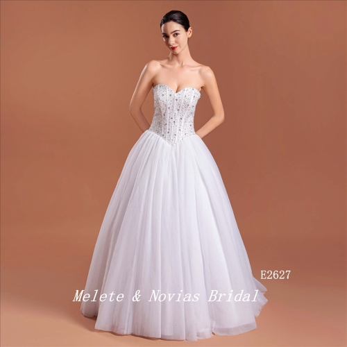 2024 Ball Gown Wedding Dress Sweat heart Bridal With Diamond