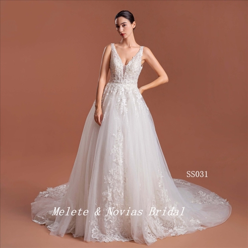 2024 New V Neckline Wedding Dress Elegant Simple Bridal Gown