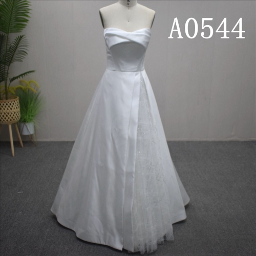 Elegant Wedding Dress Simple Satin Bridal Gown