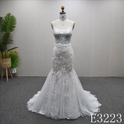 Elegant Strapless Applique Lace Mermaid Wedding Dresses Luxury Bridal Gowns