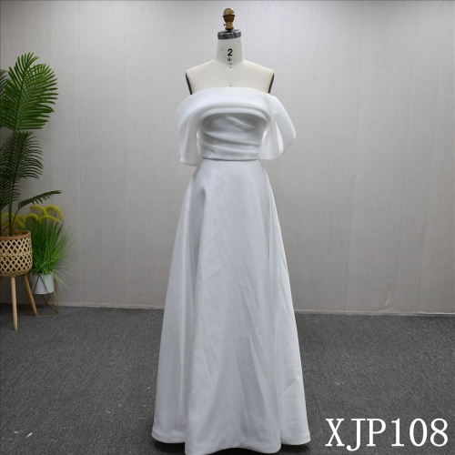 Simple Plain Organza Sheath Bridal Dress Pleated Elegant Gentle Wedding Dresses